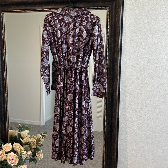Derek Lam Purple Floral Long Sleeve Dress *torn* - Picture 6 of 11